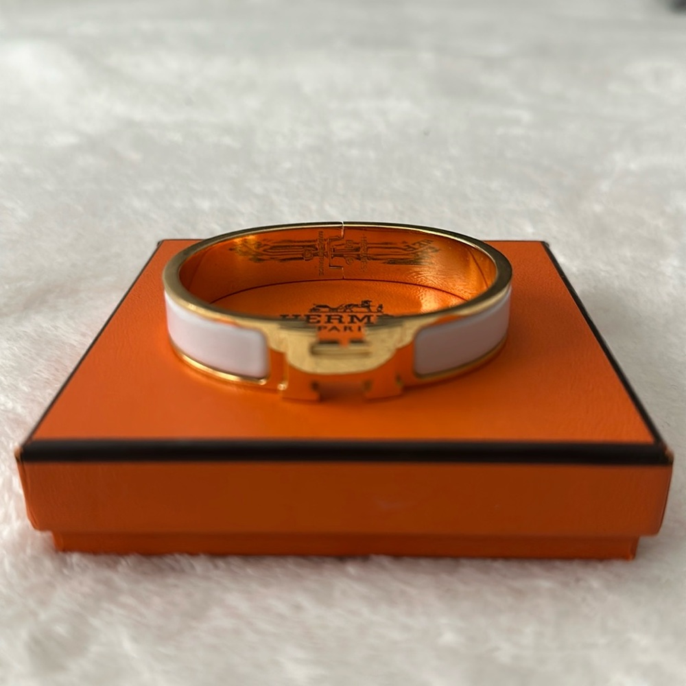 Hermes white and gold bracelet